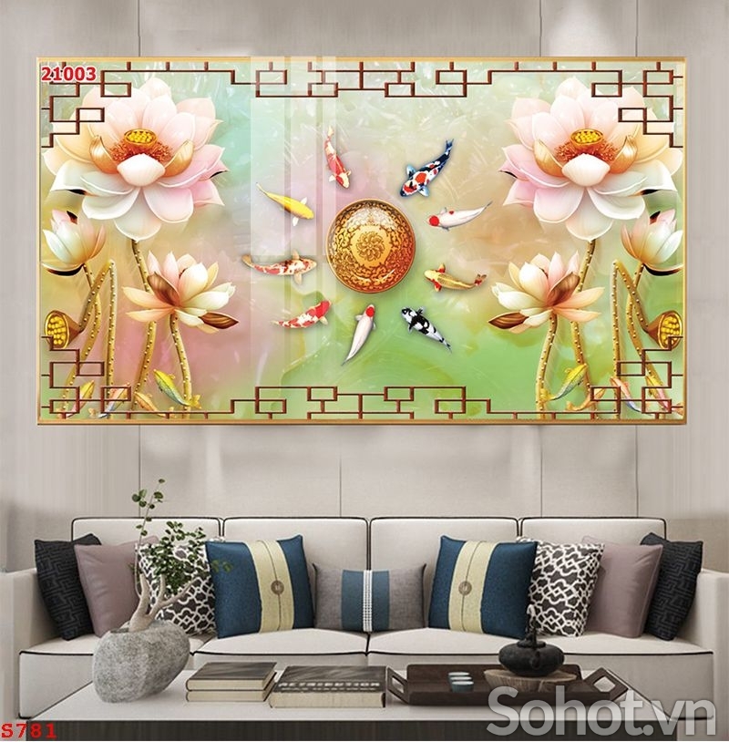 tranh gạch men phong thủy cá chép