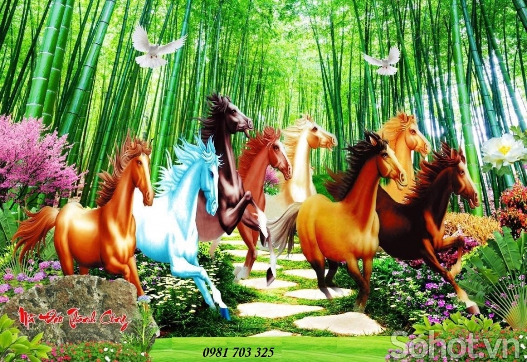 Tranh gạch men 3D phong thủy- tranh ngựa