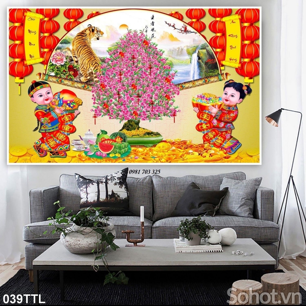 Gạch tranh hoa đào 3D đẹp