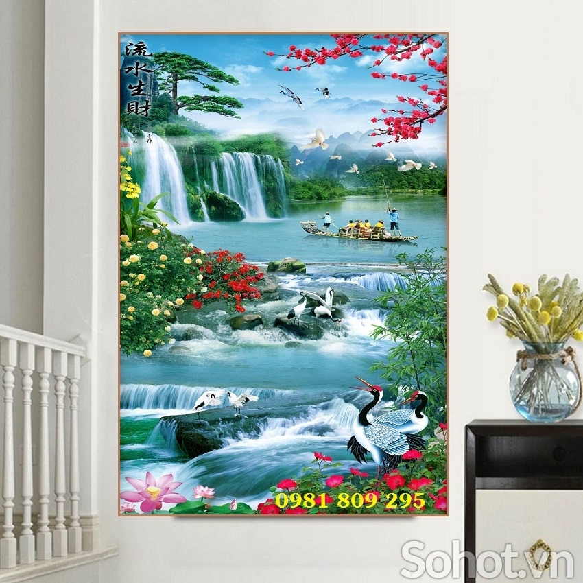 Gạch 3d khổ dọc , tranh thiên nhiên