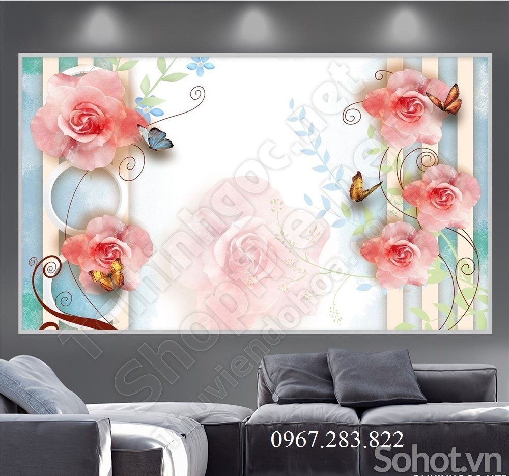 Tranh hoa hồng nghệ thuật trang trí tường