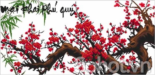 Tranh gạch 3d cành đào - XBVMM03