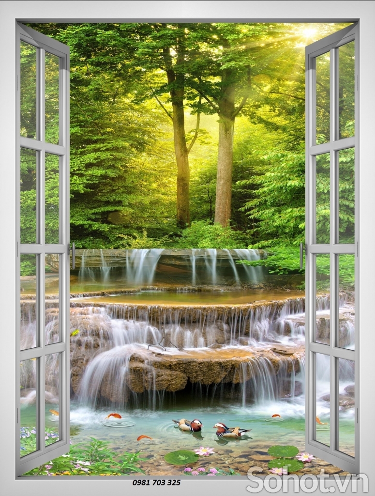 Tranh gạch men cửa sổ 3D