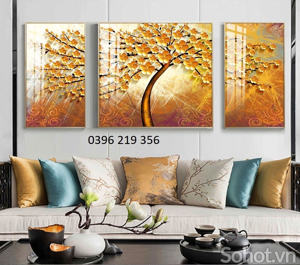 Tranh gạch men cây kim tiền phong thủy