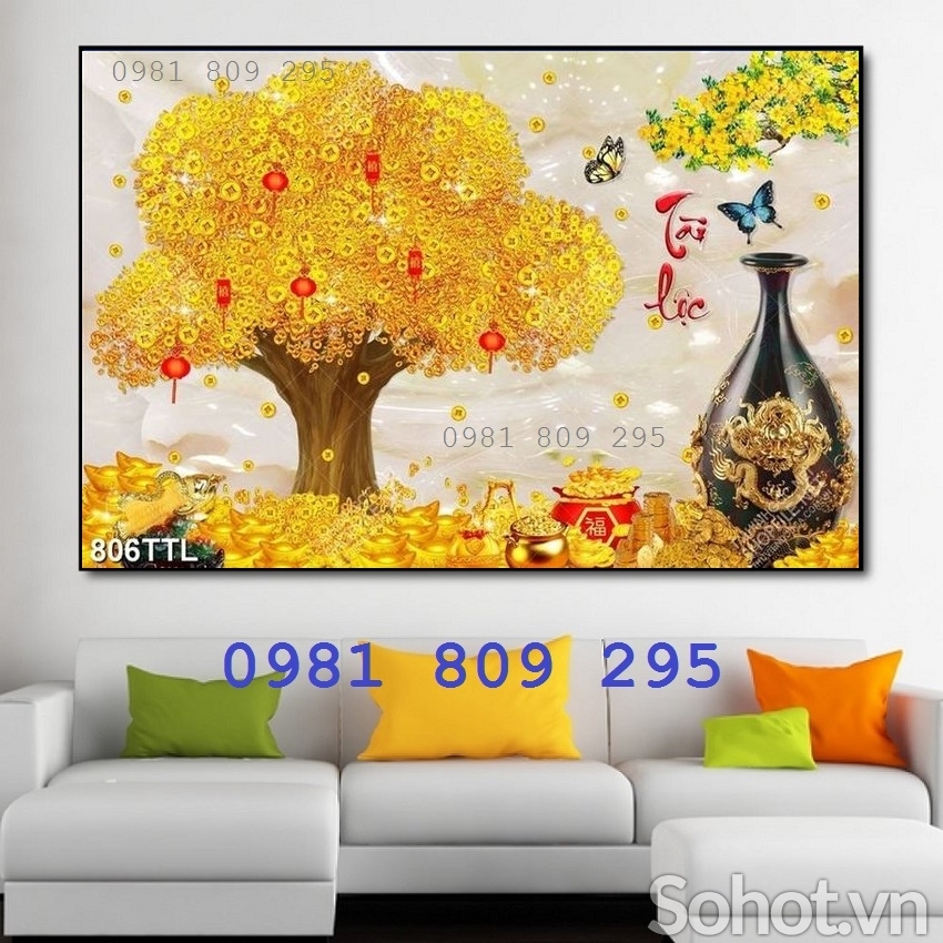 Gạch tranh 3d cây tiền vàng