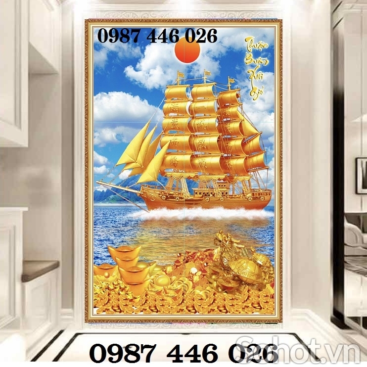 Gạch tranh phong thủy thuyền buồm HP9822