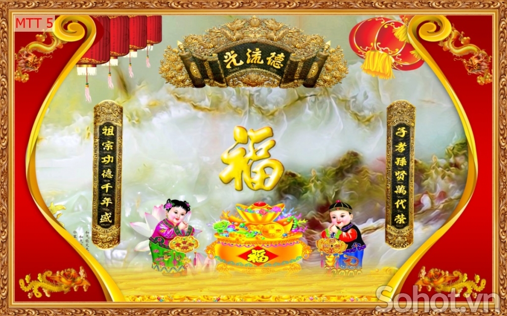 Tranh dán tường phòng thờ