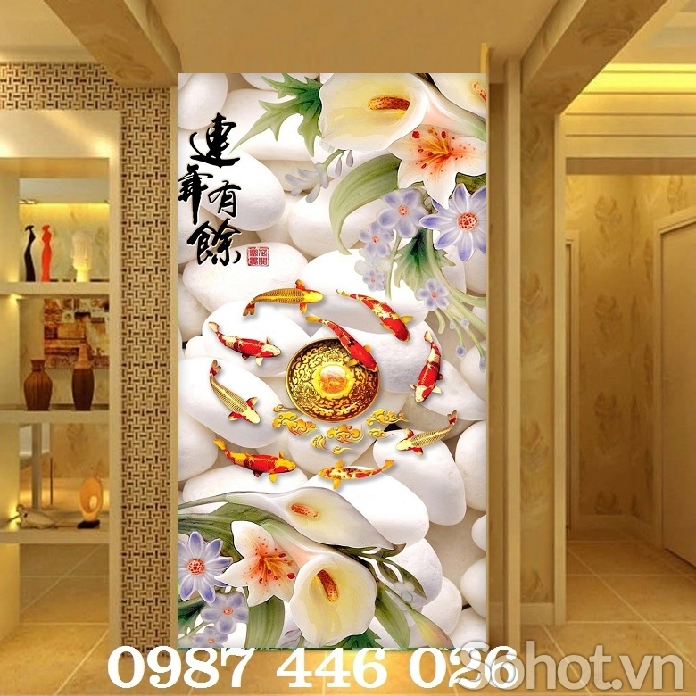 Gạch tranh cá chép vàng HP9283