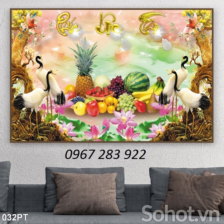 Tranh tường phòng thờ chất liệu gạch men