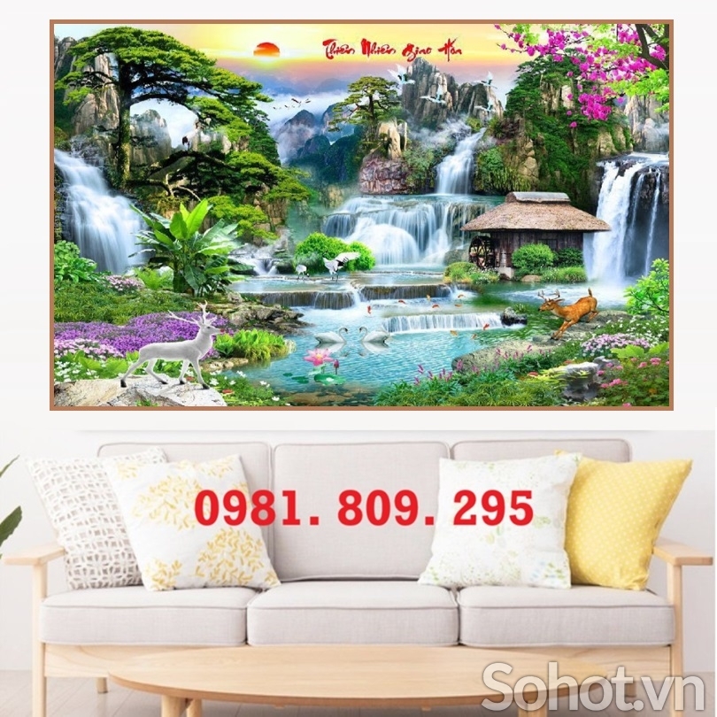 Tranh gạch , gạch ốp tường thác nước thiên nhiên