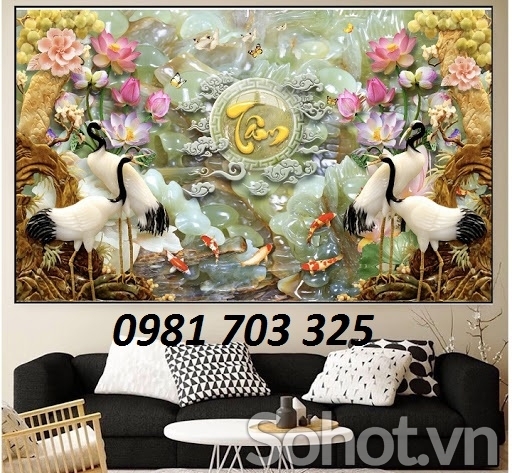 tranh 3D tùng hạc, gạch tranh