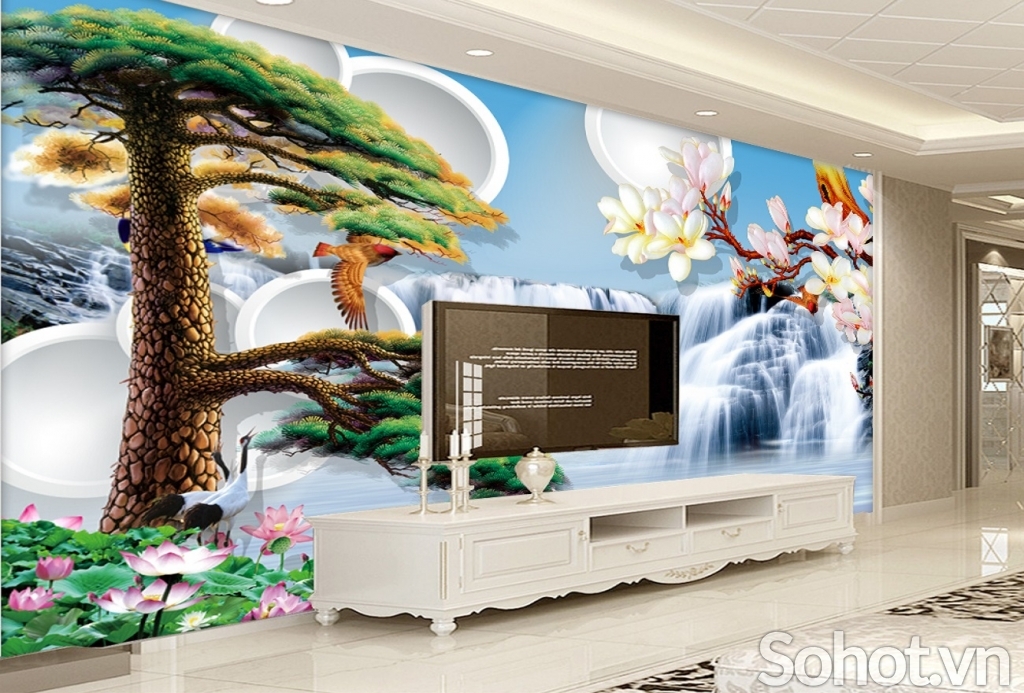 gạch tranh 3d cây tùng