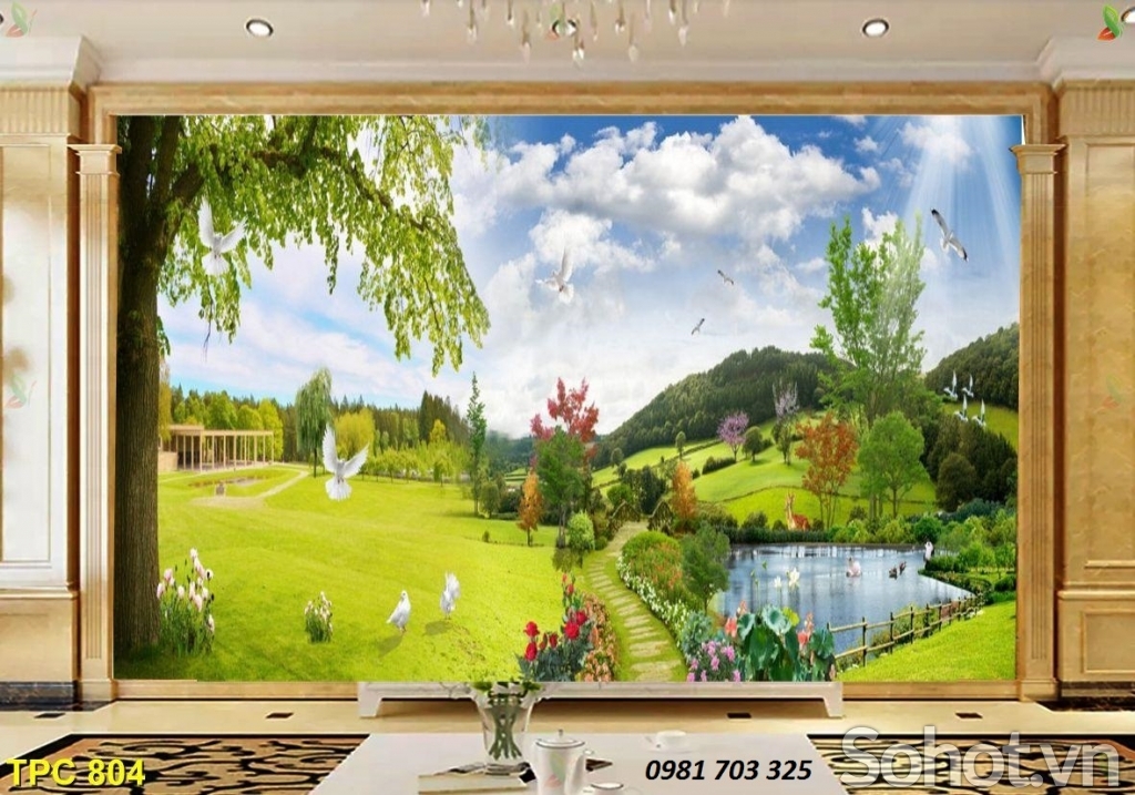 Tranh gạch 3D phòng khách