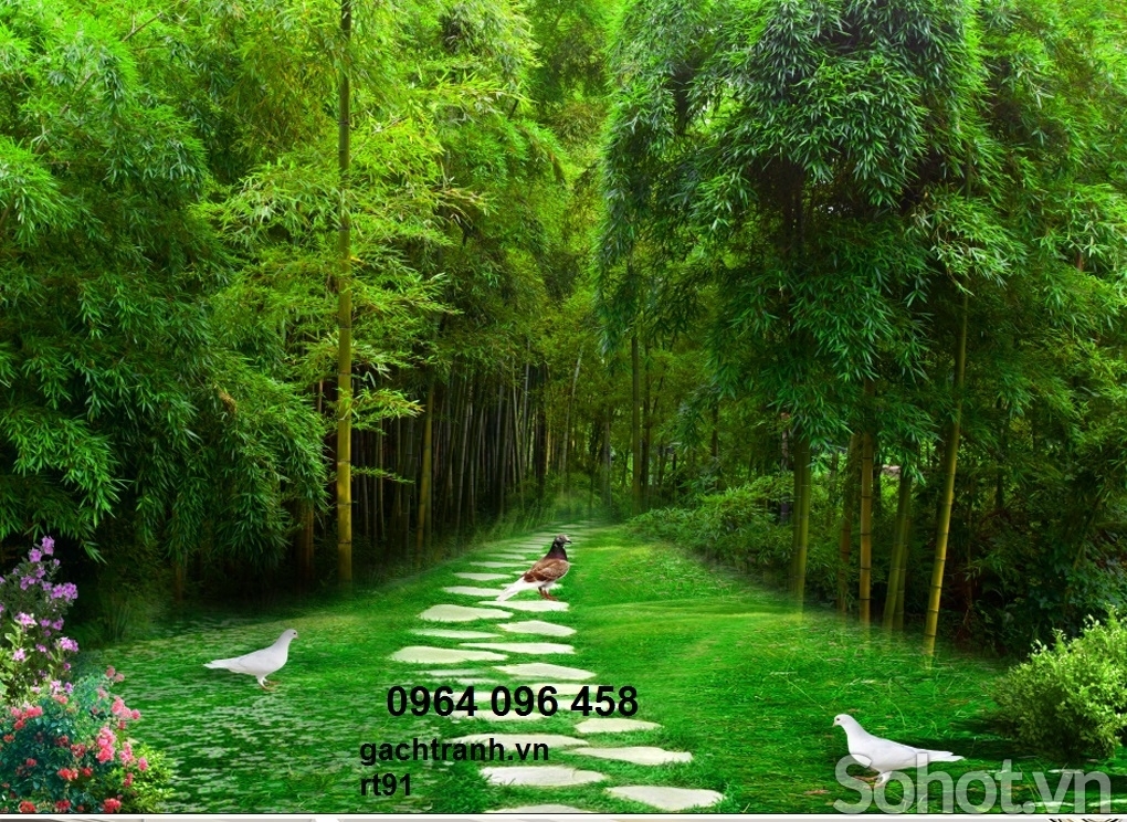 Tranh gạch 3d phong cảnh tre trúc - HBN92