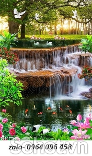 Tranh gạch 3d phong cảnh ốp tường khổ đứng - 875CVX