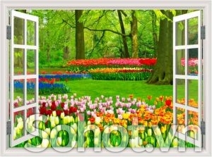 Gạch tranh 3d ốp tường hình cửa sổ - XCBN93