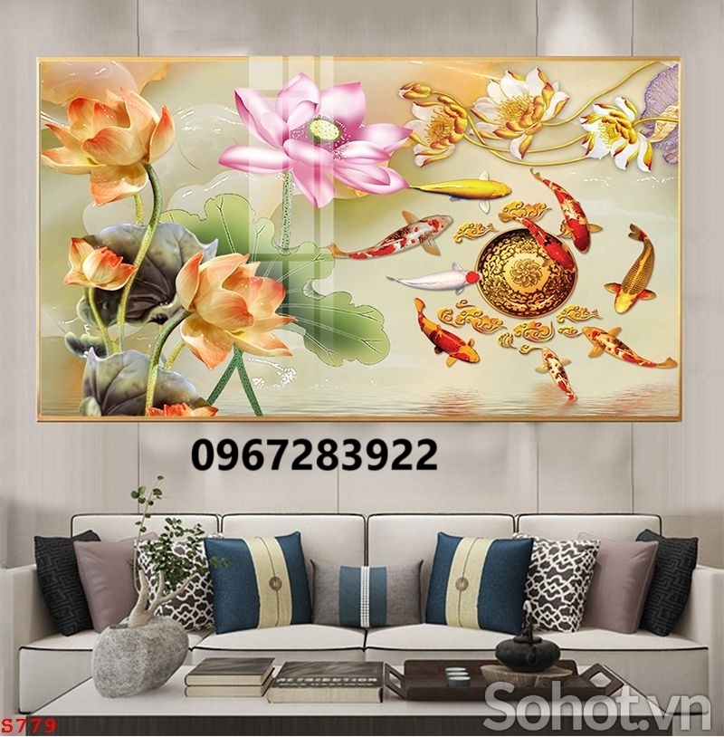 Tranh gạch đẹp trang trí hoa sen