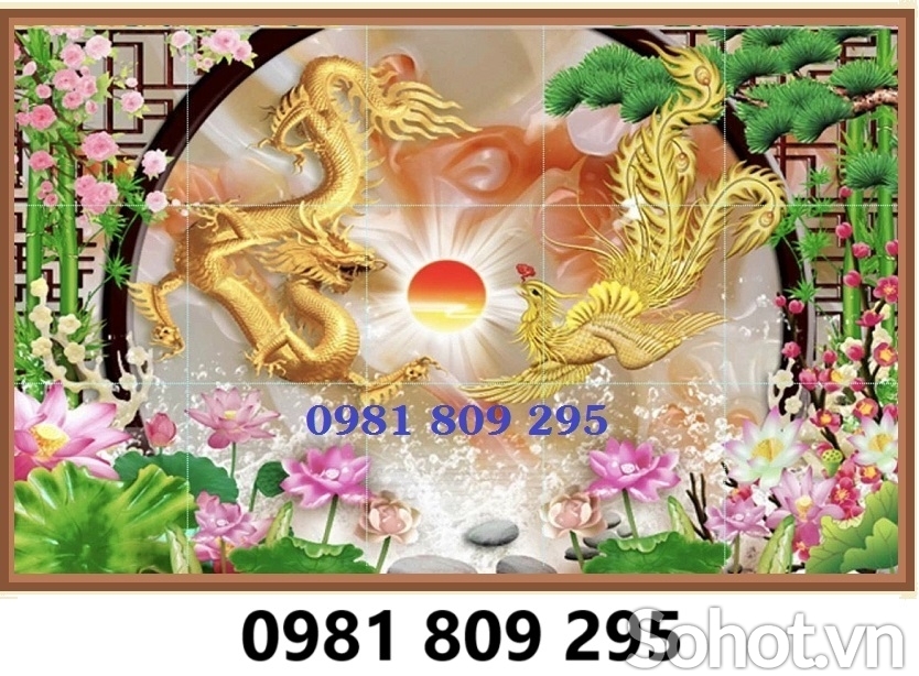 Gạch tranh , gạch men, ốp tường trang trí rồng phượng