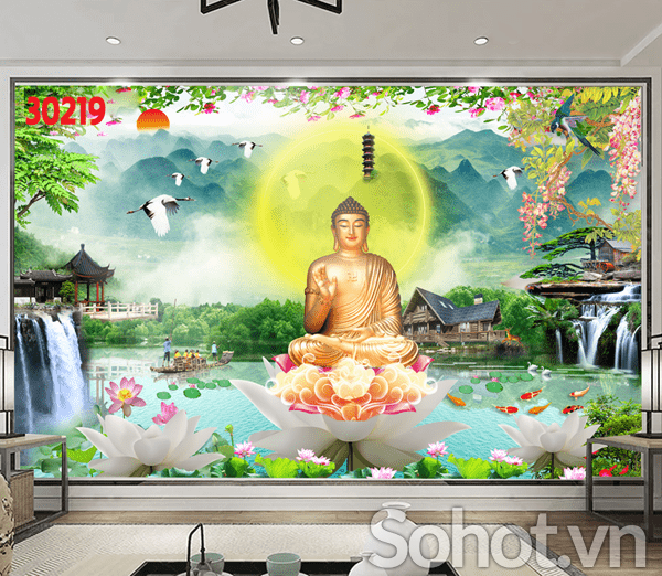 Tranh phật - tranh gạch 3d phật phòng thờ - GDX322