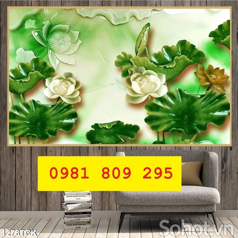 Gạch tranh hoa sen tranh 3d