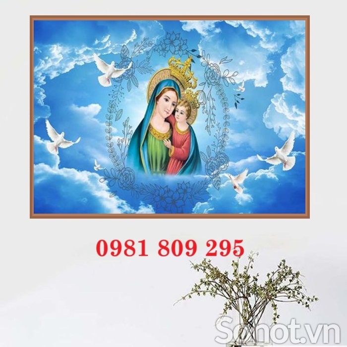 Tranh 3d  đức mẹ maria , gạch tranh
