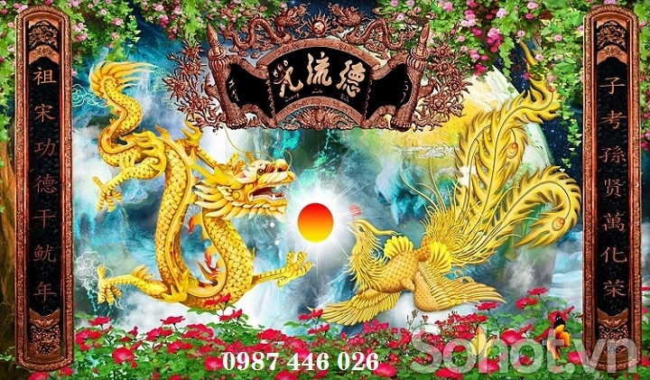 Tranh gạch men phòng thờ, tranh ốp tường 3d đẹp HP9344