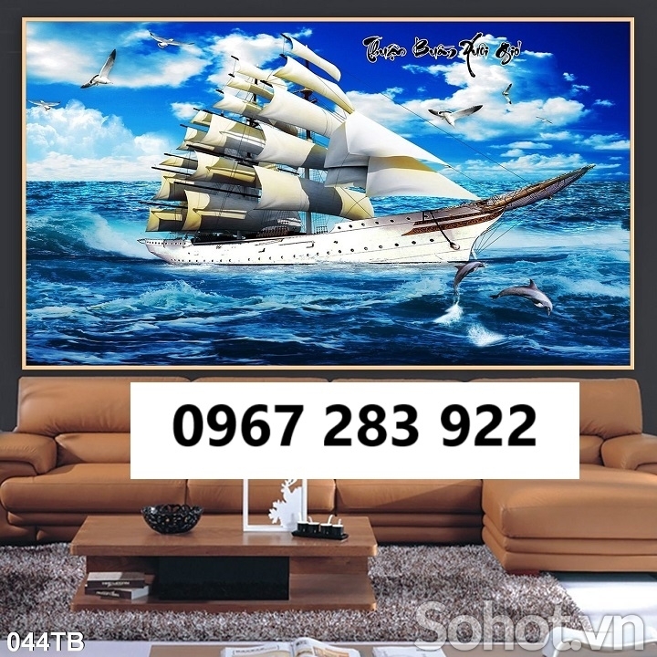 Gạch tranh 3d thuyền buồm ốp tường