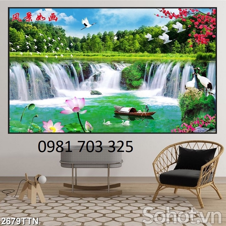 Tranh gạch thác nước trang trí 3D