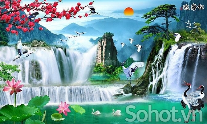 Tranh gạch 3d phong cảnh sơn thủy hữu tình - MNN77