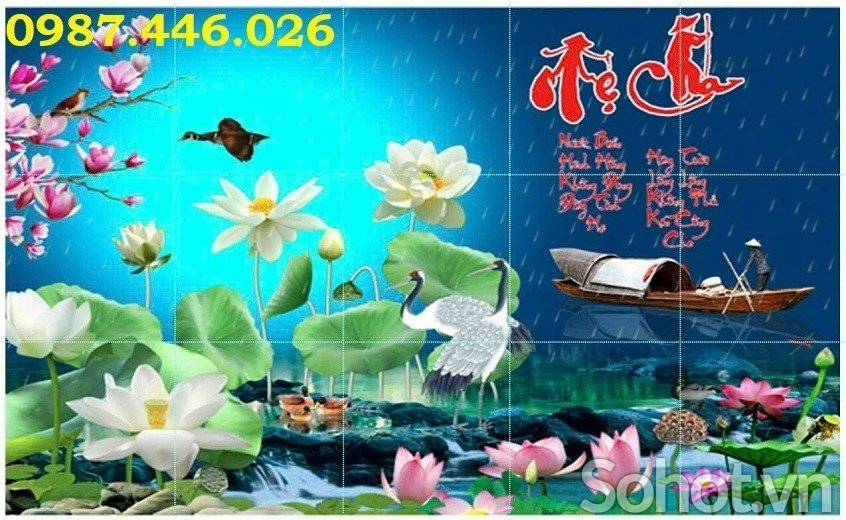 Tranh gạch hoa sen 3d
