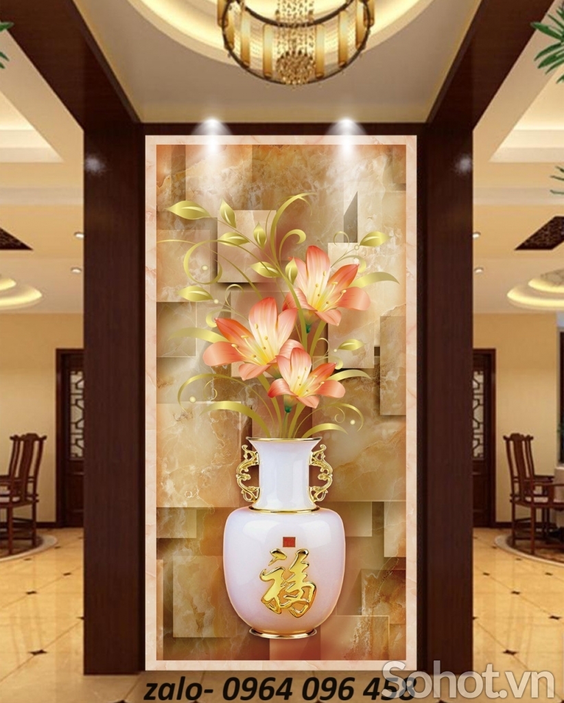 Tranh gạch 3d ốp tường bình hoa - SHJ9