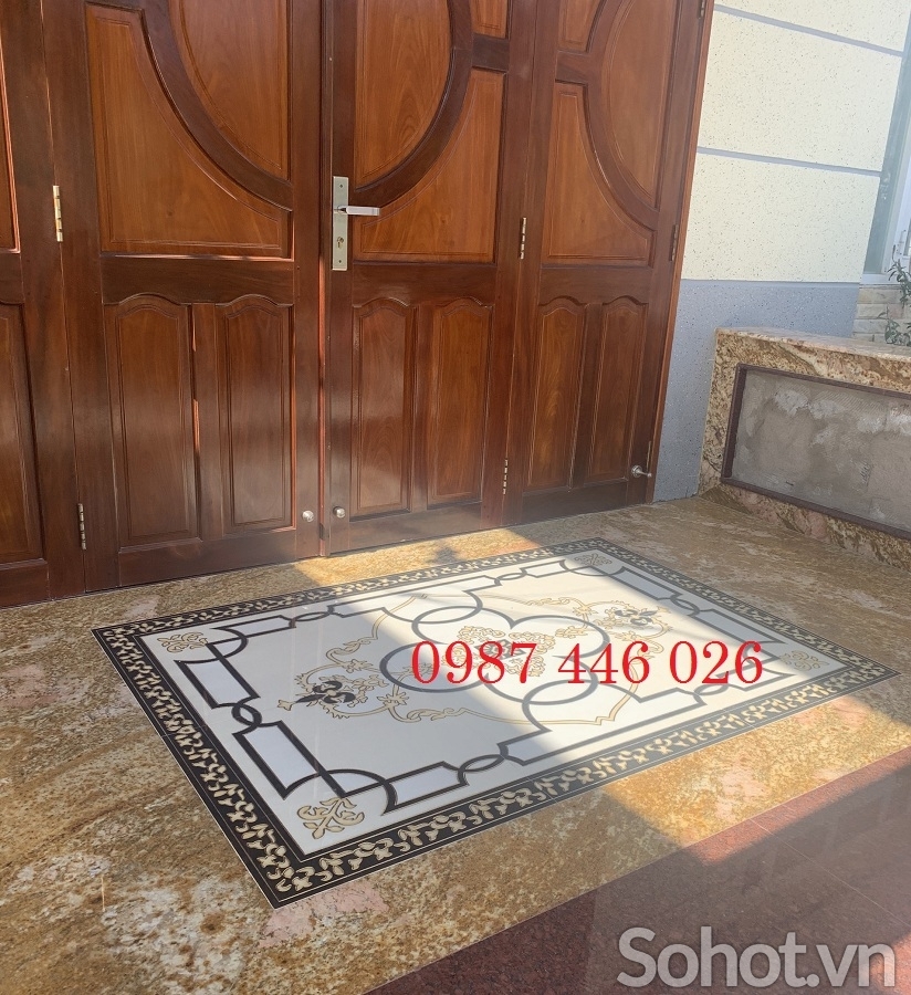Gạch hoa văn khắc vàng lát hiên 1600x2400mm
