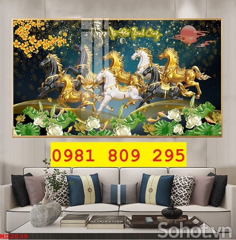 Tranh gạch , gạch ngựa ốp phòng khách HN888