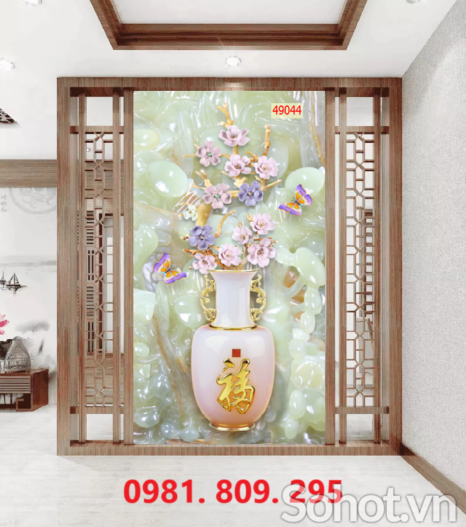 Tranh gạch ốp tường , gạch trang trí 3d bình hoa