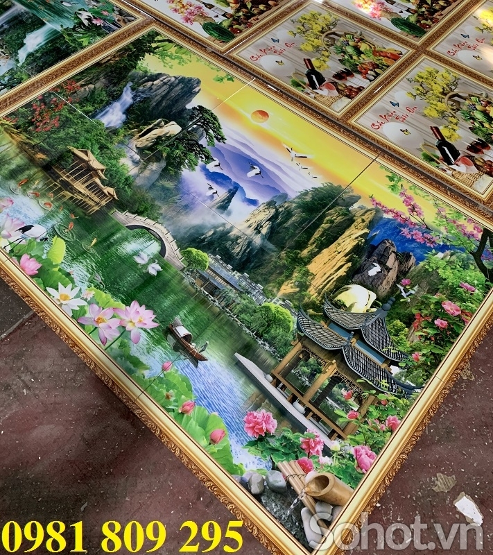 Tranh gạch 3d phong cảnh ngôi nhà đẹp