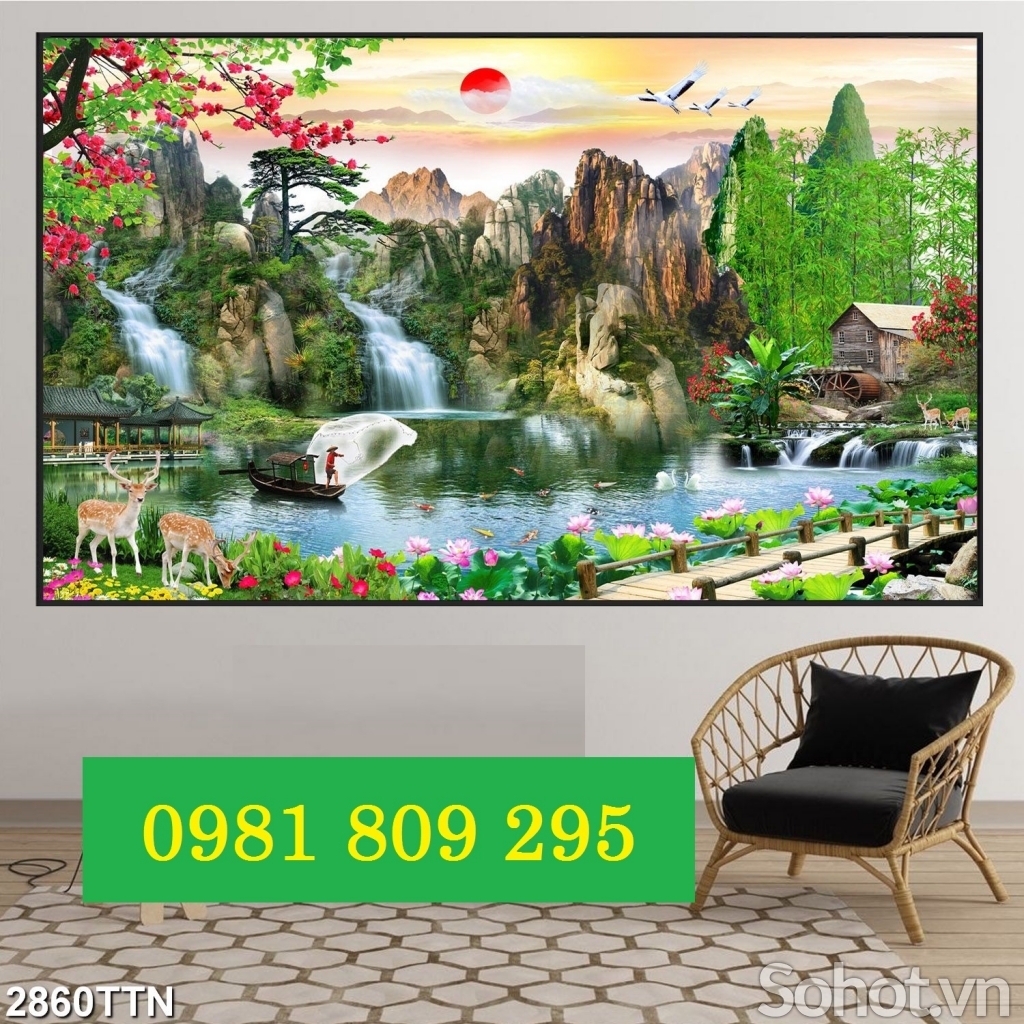 Gạch tranh phong cảnh núi đồi