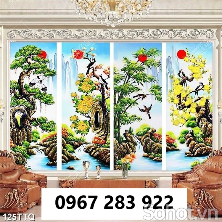 Gạch tranh đẹp trang trí tứ quý