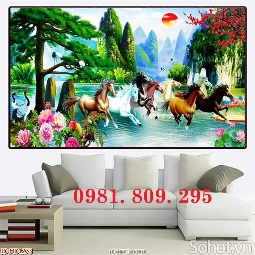 Tranh gạch ốp tường 3d ngựa , tranh phong thủy