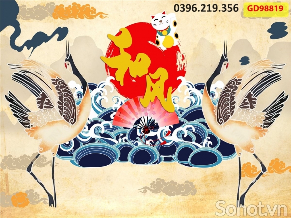 Tranh gạch hình tùng hạc 3D