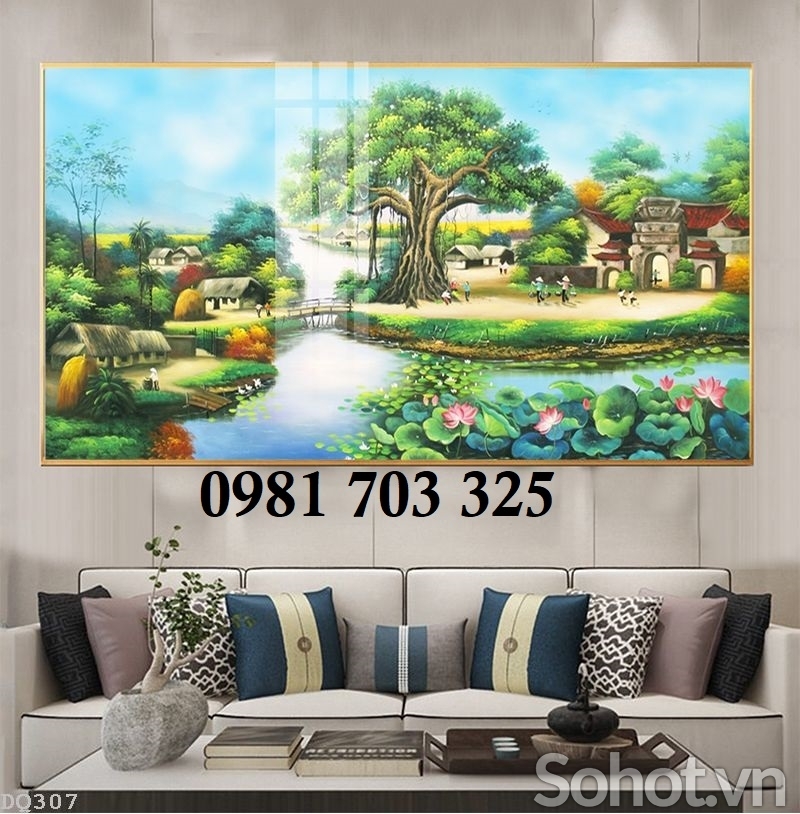 Tranh gạch phong cảnh đồng quê dán tường