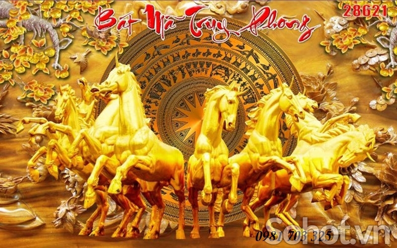 Gạch tranh 3D phong thủy- tranh ngựa