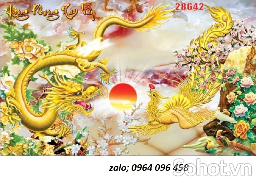 Tranh gạch 3d rồng phượng - NVCR2
