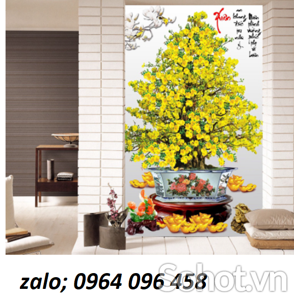 Gạch tranh cây mai 3d - KHF74