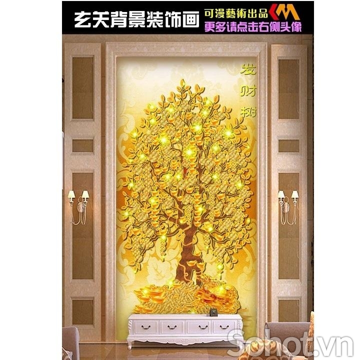 Tranh gạch trang trí- Tranh cây kim tiền