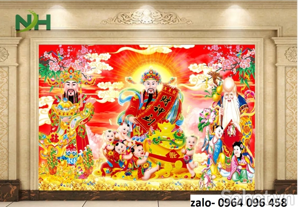 Tranh gạch 3d ốp tường phúc lộc thọ - DGH07