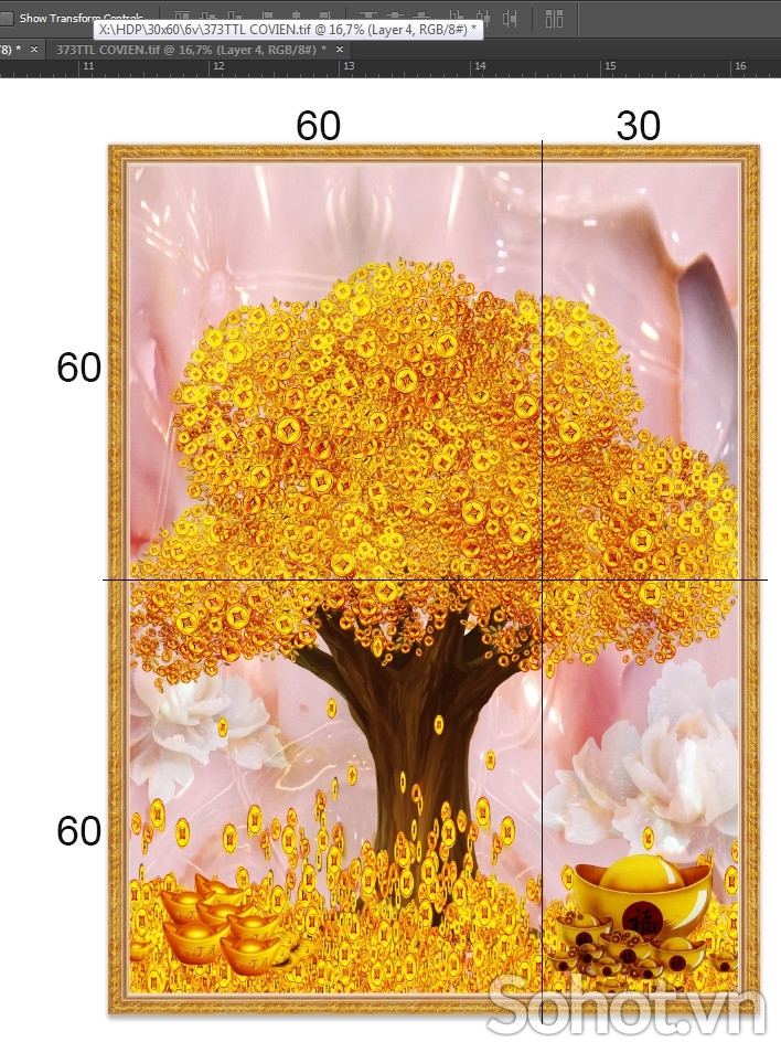 Tranh gạch 3d cây kim tiền - SX522