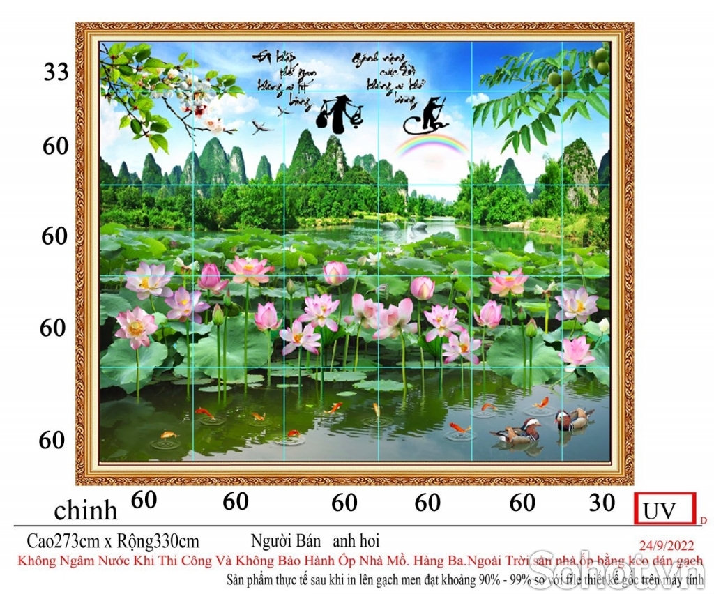 Gạch tranh họa tiết hoa sen