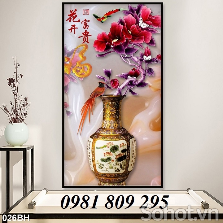 gạch tranh bình hoa 3d ốp tường