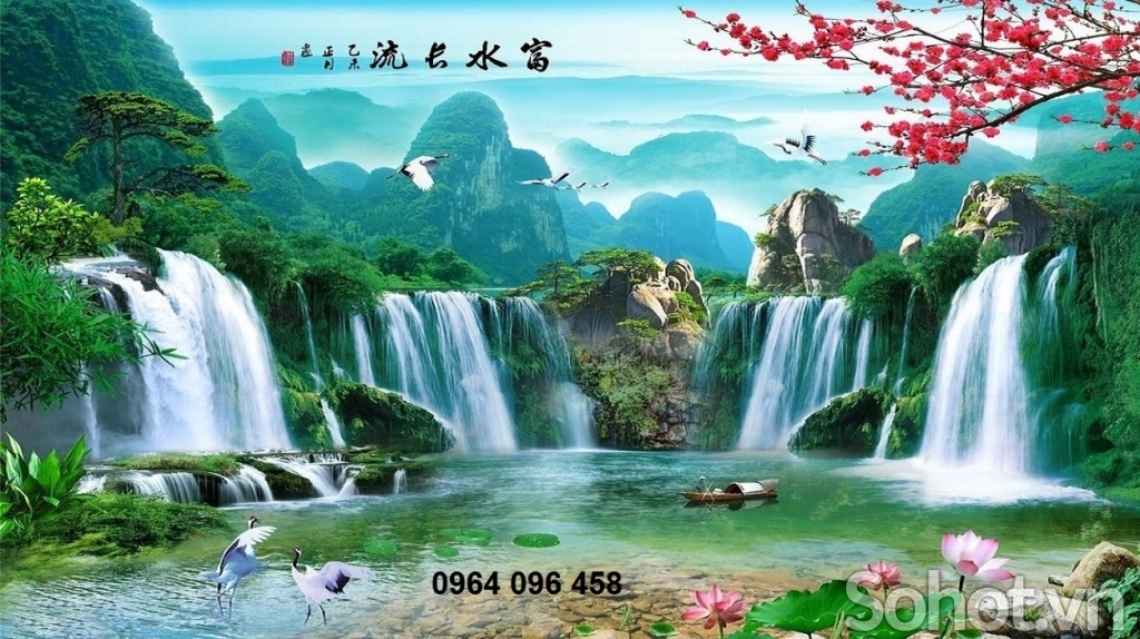 gạch tranh 3d phong cảnh sông nước - 65AB