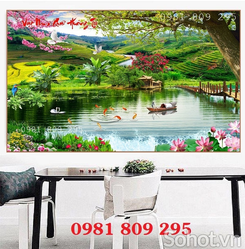 Tranh ốp tường , gạch tranh ruộng bậc thang đẹp